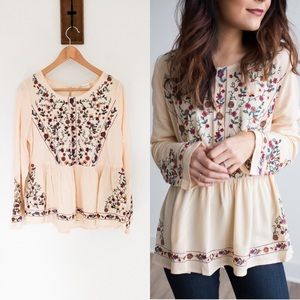 Altar'd State Embroidered Floral Peplum Top
